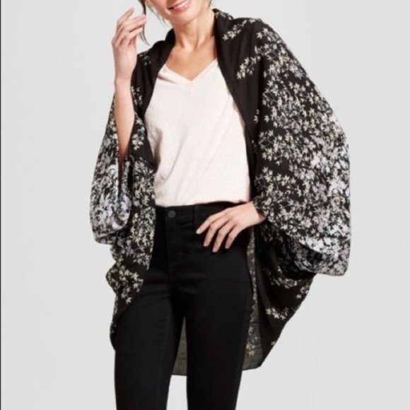 Merona Tops - BLACK PRINT COCOON KIMONO   ONE SIZE FITS ALL